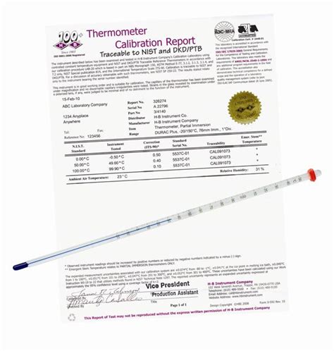 nist certified thermometer with certificate